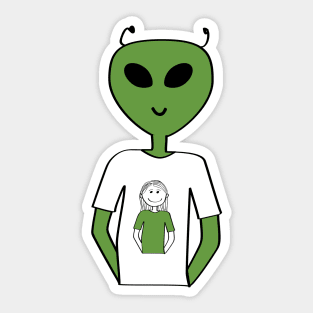 Alien Human T-shirt-T-shirt (long hair) Sticker